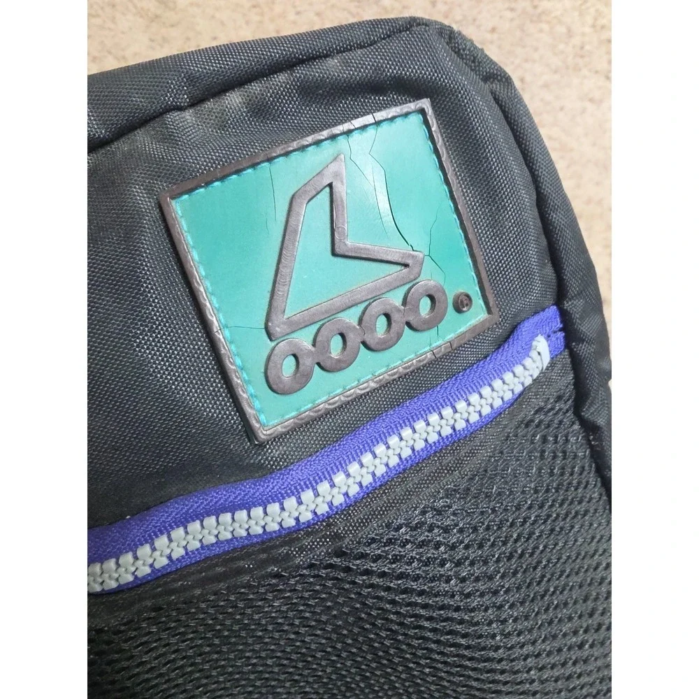 Vintage 1990s ROLLERBLADE Black Duffel Bag – Teal & Purple Retro Accent BIG Rare